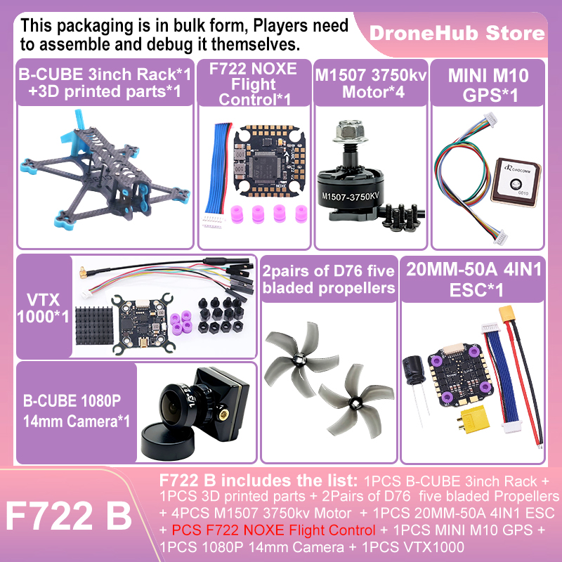 B-CUBE 3-Zoll FPV Drohnen-Rahm – F722 Flight Controller Bewertung und Preis